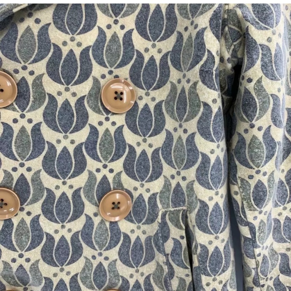 Fossil Women’s Peacoat Wool Blend Tan Floral S - Picture 4 of 5